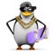 3d Rapper penguin with skateboard