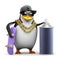 3d Rapper penguin with skateboard and paint