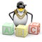 3d Rapper penguin teaches the alphabet
