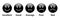 3D Rating Emojis set in black color with label.