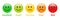 3D Rating Emojis set in different colors with label. Excellent, good, average, poor and bad emoji icons.
