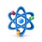 3d realistic atom icon on the white background.