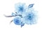 3D realistic blue cherry sakura flower branch digital art isolated
