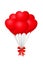 3d realistic bunch of red birthday or valentine`s balloons