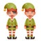 3d Realistic Cartoon Elf Boy And Girl Characters Christmas Santa Teen Icons New Year Holiday Vector Illustration