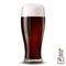 3D realistic cold glass of dark beer with lush flowing foam