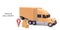 3d realistic delivery truck with box cargo. Vector illustration