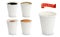 3d realistic different sorts of coffee in white cups view from the top and side. Cappuccino latte americano espresso cocoa