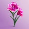3d Realistic Freesia: Pink Flowers On Purple Background