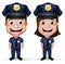 3D Realistic Friendly Police Characters Policeman and Policewoman