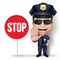 3D Realistic Friendly Police Man Character Policeman