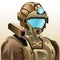 3D Realistic Futuristic Space Trooper Soldier Vector Illustration