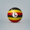 3d realistic glossy plastic ball or sphere with flag of Uganda