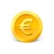 3d realistic gold coin icon isolated on white background. Gold euro coin. Vector illustration