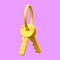 3d realistic golden bunch of keys isolated in light background. Vector illustration