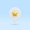 3d realistic golden star isolated on blue background. Customer rating feedback concept from the client about employee for mobile