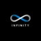 3D realistic infinity symbol, with blue and silver metallic logo.