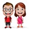 3D Realistic Kids School Boy and Girl Student Wearing