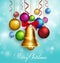 3D Realistic Merry Christmas Greetings with Hanging