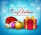 3D Realistic Merry Christmas Greetings with Red Gift