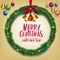 3D Realistic Merry Christmas Wreath Hanging with Colorful Bells