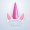 3D realistic pink unicorn horn isolated on white background. Children head decoration.