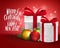 3D Realistic Red Gifts with Merry Christmas Greeting