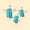 3d realistic render blue suitcases with wings. Vector illustration