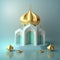 3D Realistic Rendering Ramadan Scene Islamic Podium background for Product Display