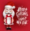 3D Realistic Santa Claus Cartoon Character Holding Christmas Gift