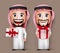 3D Realistic Saudi Arab Man Cartoon Character Holding and Giving Gift