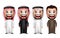 3D Realistic Saudi Arab Man Cartoon Character Wearing Different Traditional Thobe