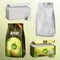 3D realistic set blank white paper tea bags and loose leaves packs boxes and examples with ready design