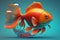 3D realistic single big Goldfish isolated on clean background. Generative AI