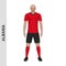 3D realistic soccer player mockup. Albania Football Team Kit template