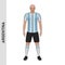 3D realistic soccer player mockup. Argentina Football Team Kit template