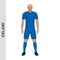 3D realistic soccer player mockup. Iceland Football Team Kit template