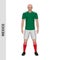 3D realistic soccer player mockup. Mexico Football Team Kit temp