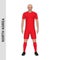 3D realistic soccer player mockup. North Korea Football Team Kit