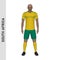 3D realistic soccer player mockup. South Africa Football Team Ki