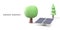3d realistic Solar Panel energy and trees. Green Energy. Clean Energy. Vector illustration