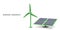 3d realistic Solar Panel energy and Wind Turbines. Green Energy. Clean Energy. Vector illustration