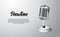 3D realistic standing vintage microphone illustration with white background showtime