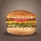 3D Realistic Tasty and Yummy Burger Vector Illustration