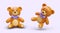 3d realistic teddy bear with purple bow in different positions