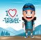 3D Realistic Tourist Man Character Wearing Hiker Outfit