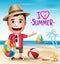 3D Realistic Tourist Man Character Wearing Summer Outfit