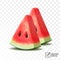 3d realistic transparent isolated vector, slices of juicy watermelon