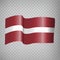 3D Realistic waving Flag of Latvia on transparent background.  National Flag Latvian republic for your web site design, app, UI. E