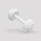 3D realistic white dumbbell on light background.